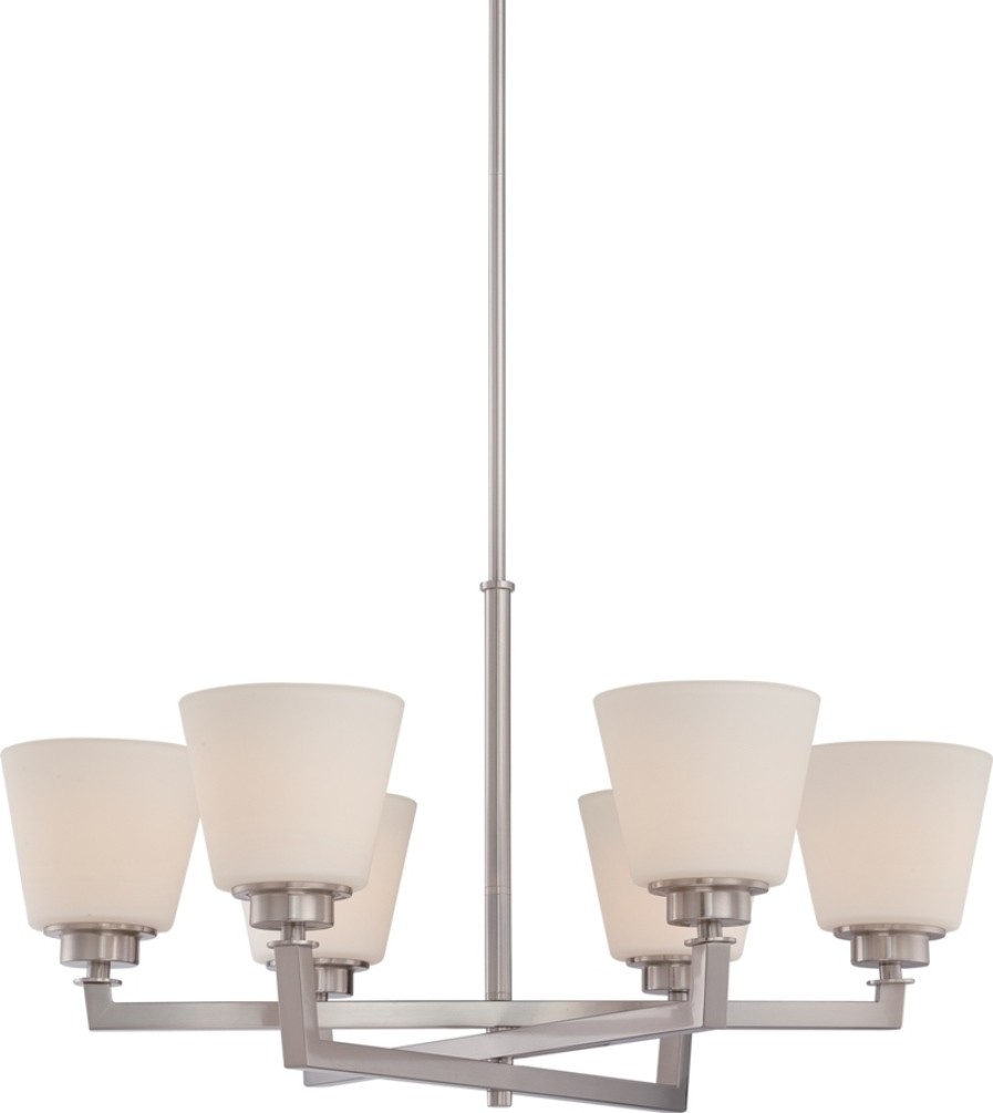 Mobili Brushed Nickel Chandelier White Glass 28"Wx53"H