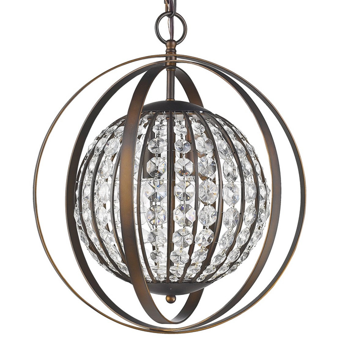 Olivia Oil Rubbed Bronze Crystal Ball Chandelier 16"Wx19"H