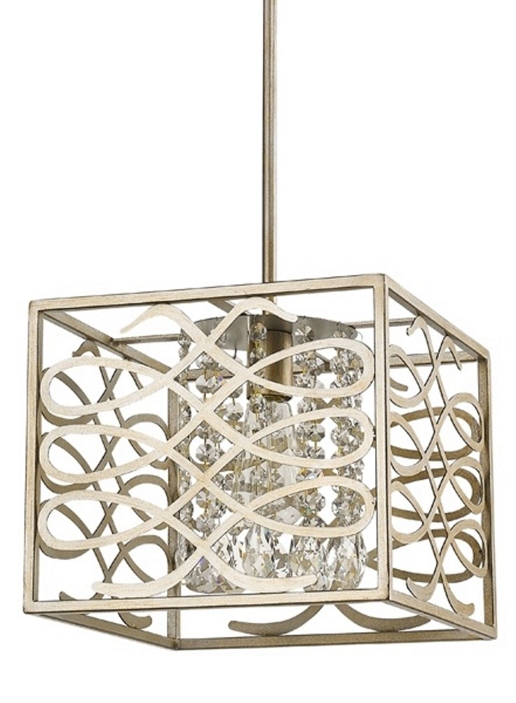 Brax Washed Gold & Crystal Pendant Light 12"Wx10"H