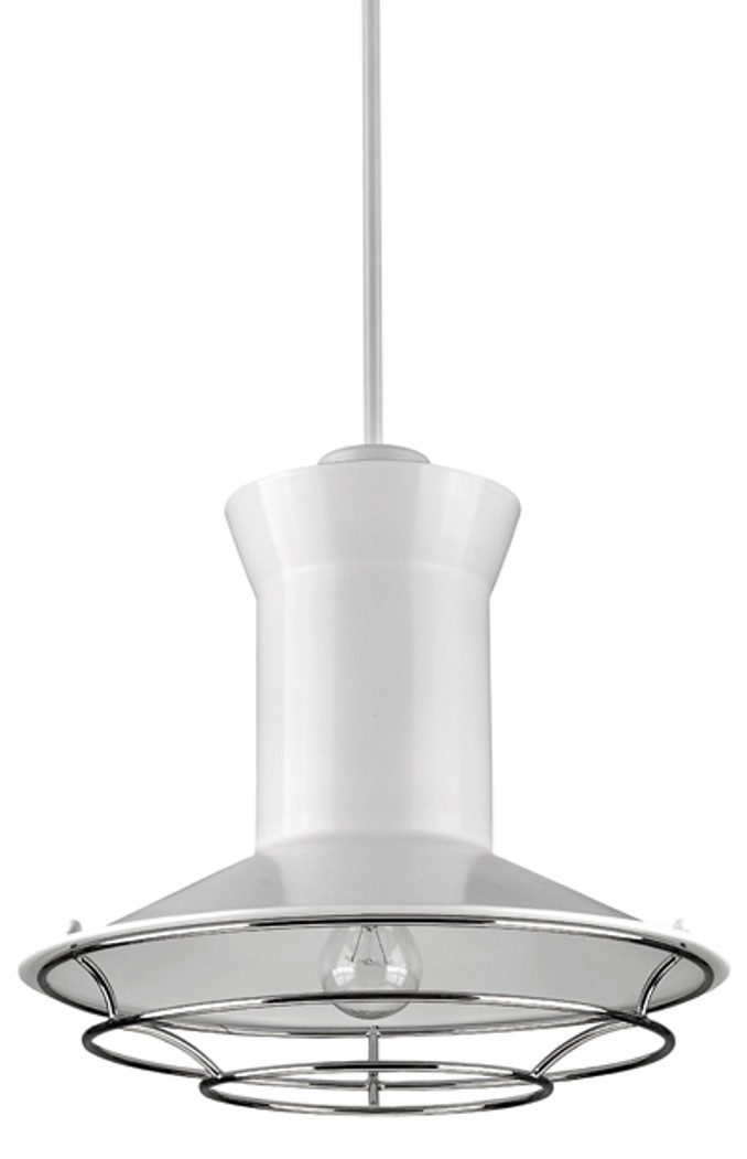 Newport White Polished Nickel Louver Pendant 16"Wx15"H