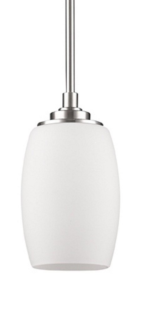 Sophia Satin Nickel & White Glass Mini Pendant Light 5"Wx11"H