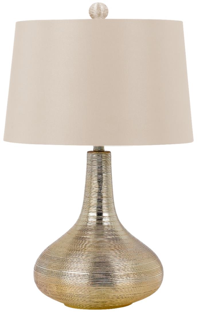 Striated Silvery Gold Table Lamp Golden Beige Shade 27"H SOLD