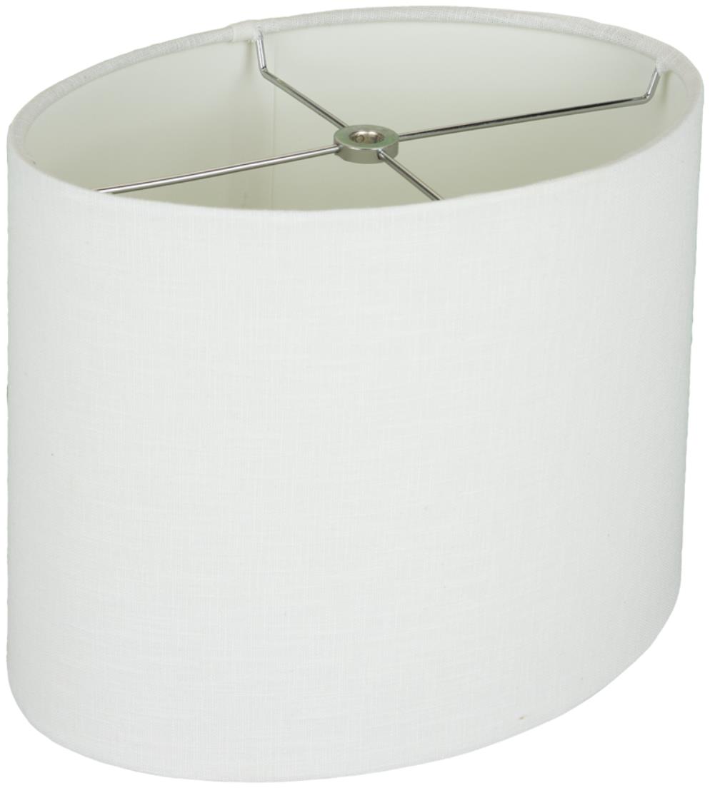 Rolled Edge White Oval Linen Lamp Shade 10-18"W