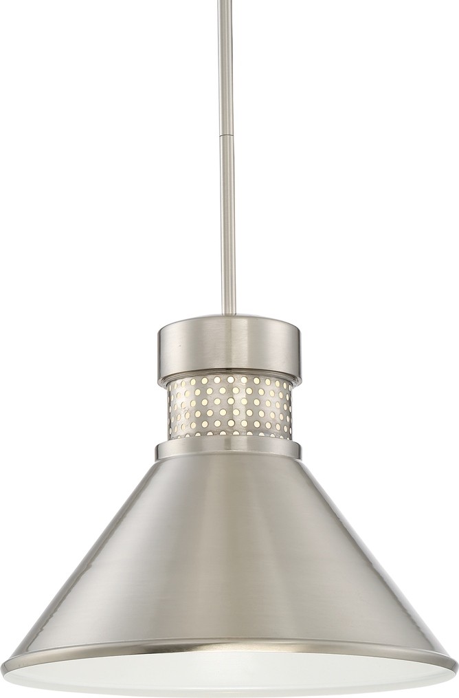 Dorel LED Brushed Nickel & White Pendant Light 10"Wx8"H