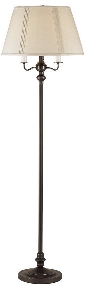 Bronze 6 Way Floor Lamp Pleated Linen Shade 59"H