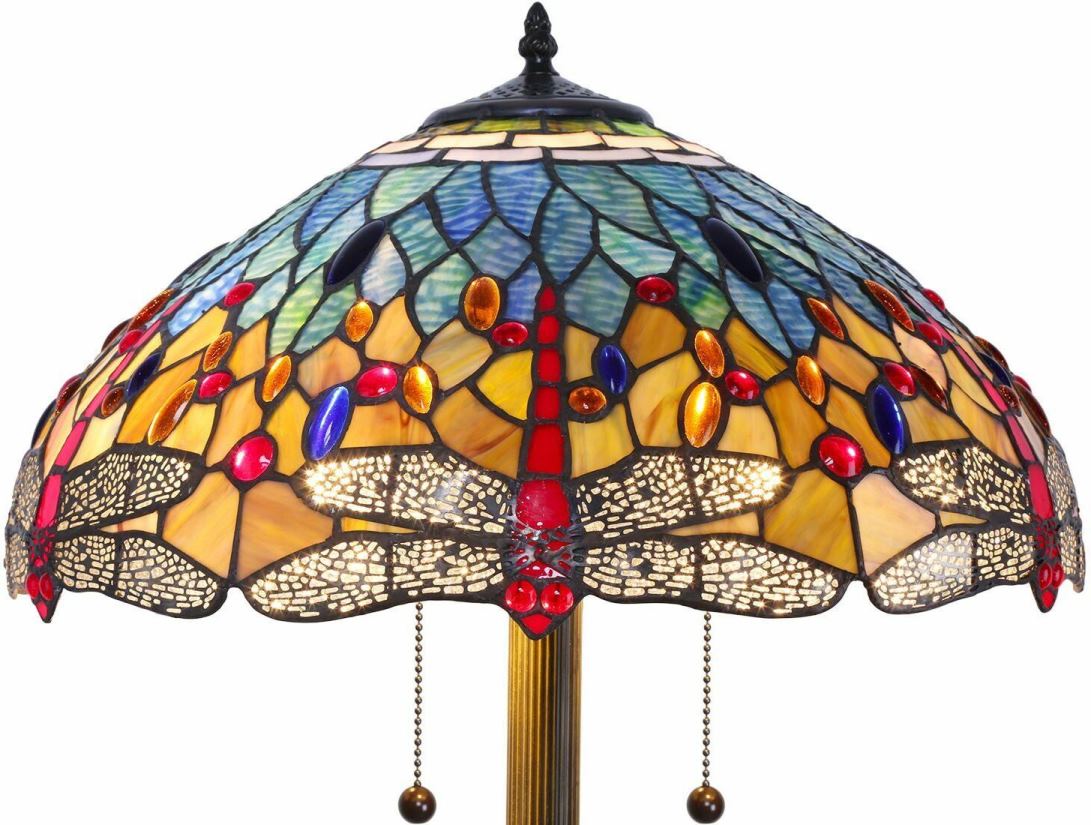 Red Dragonflies Tiffany Floor Lamp 60"H - Sale !