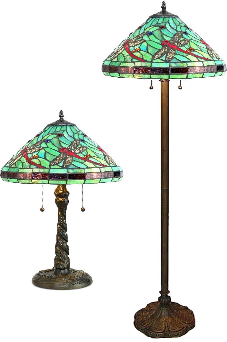 Flying Red Dragonflies Tiffany Lamp 22"H - Sale !