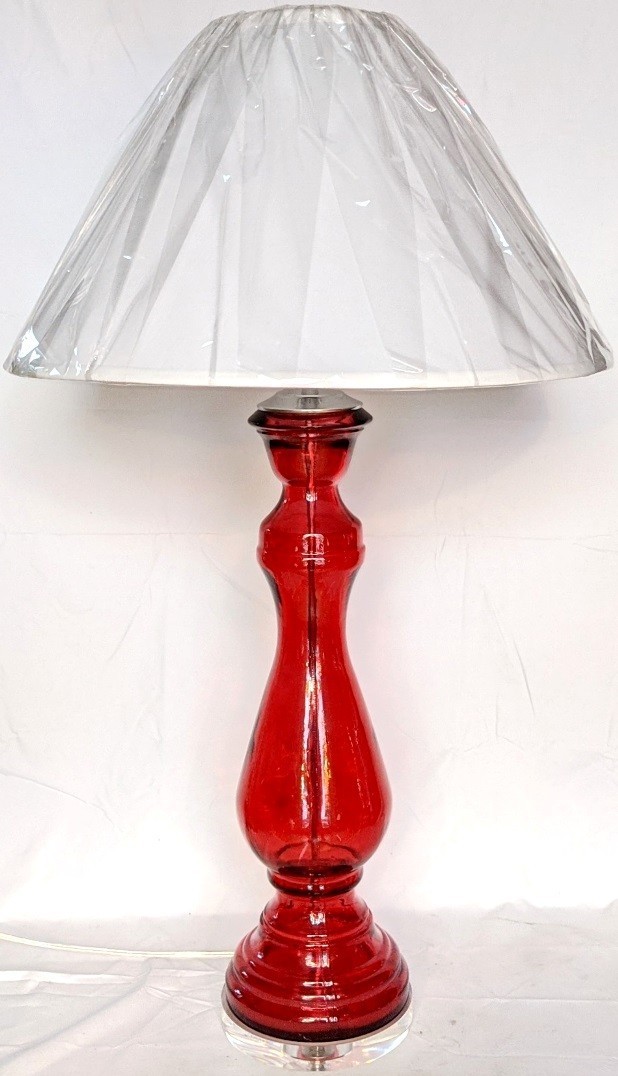Red Glass Hollywood Regency Lamp 35"H - Sale !