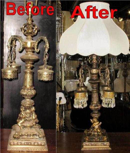 Antique Lamp Base Before & After Refinishing Restoration