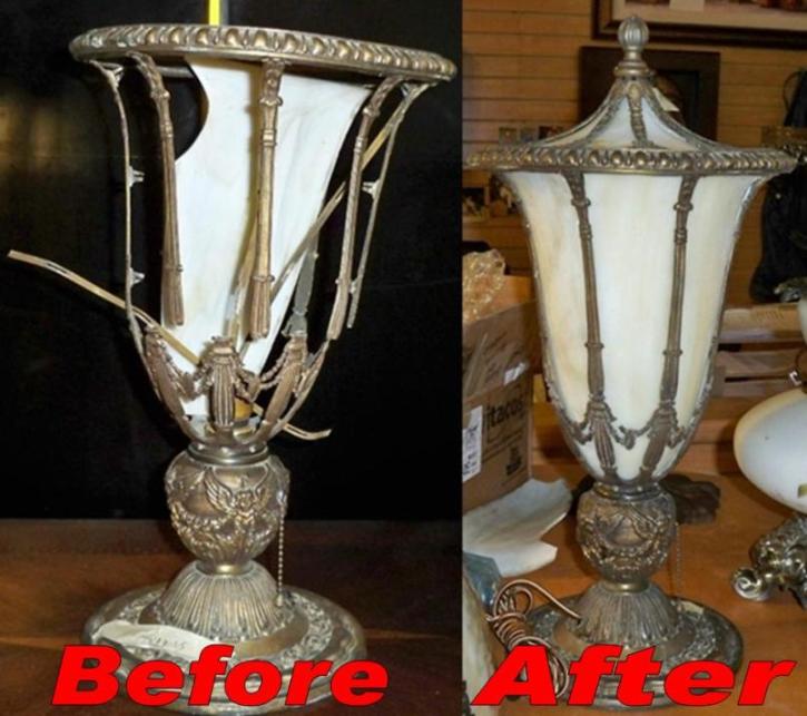 Urn Shape Antique Slag Light Restoration