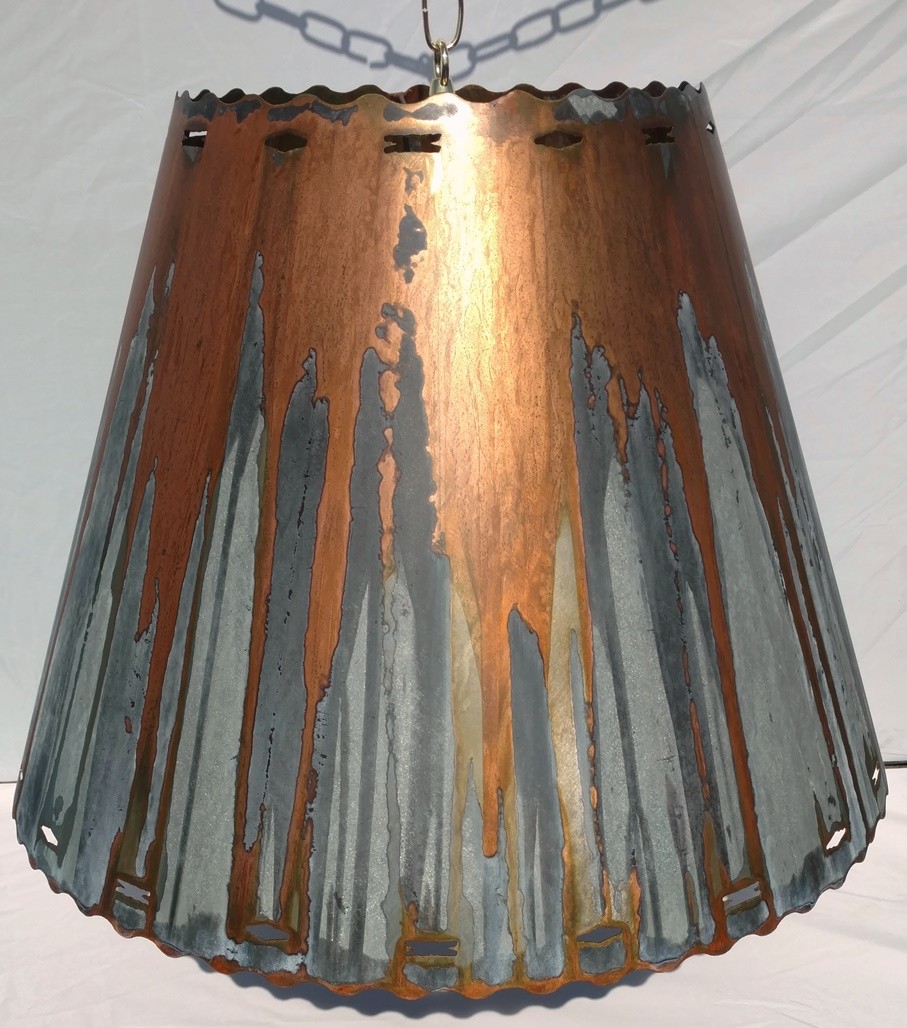 Southwestern Metal Lamp Shade Rust Patina