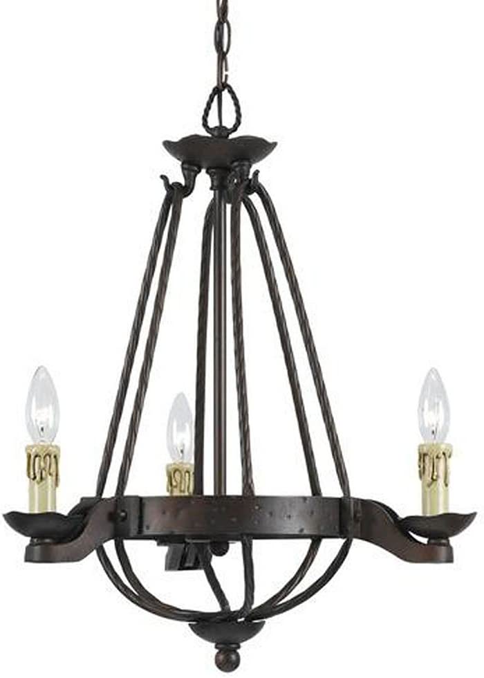 Rustic Forged Iron Chandelier 20"W - SOLD