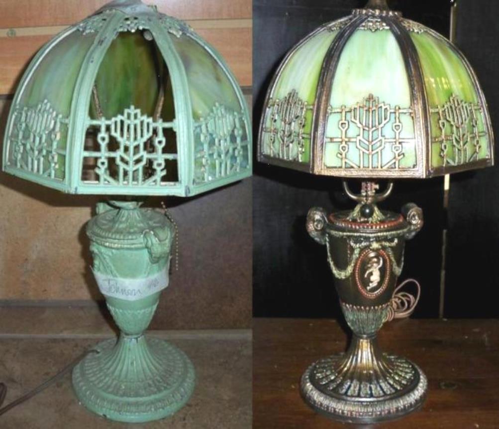 Green Corroded Slag Lamp Restoration & Refinishing