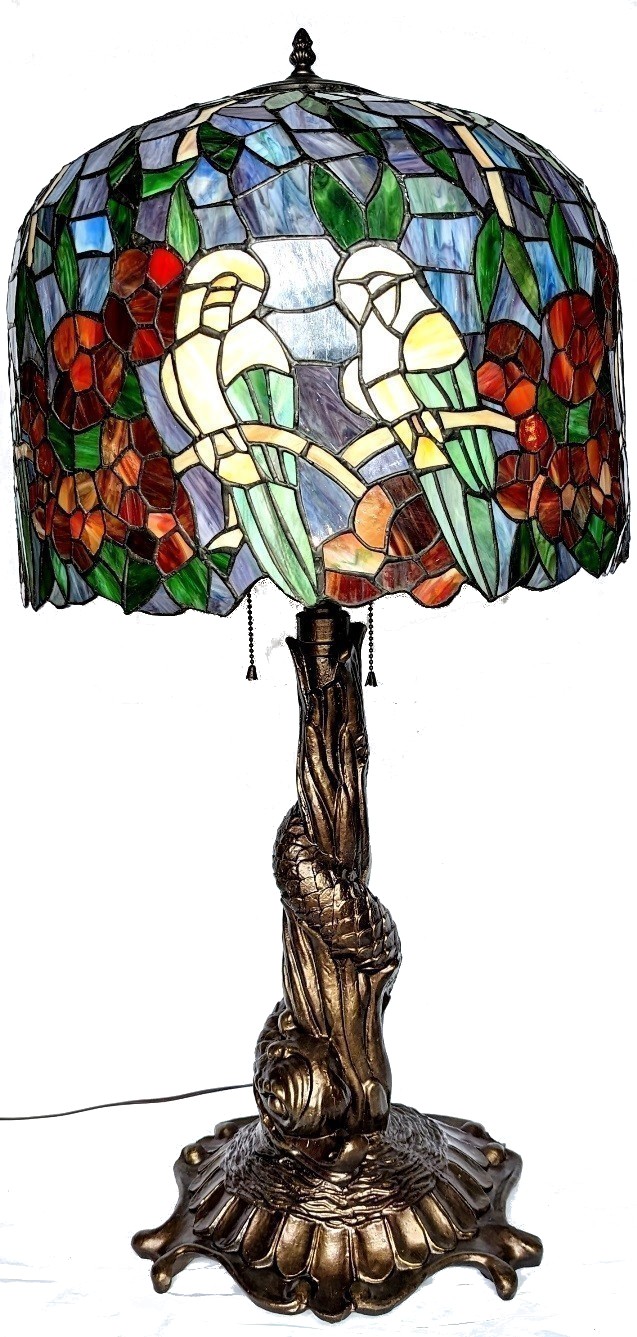 Outrageous Tiffany Lamp w/Birds 36"H - Sale ! 