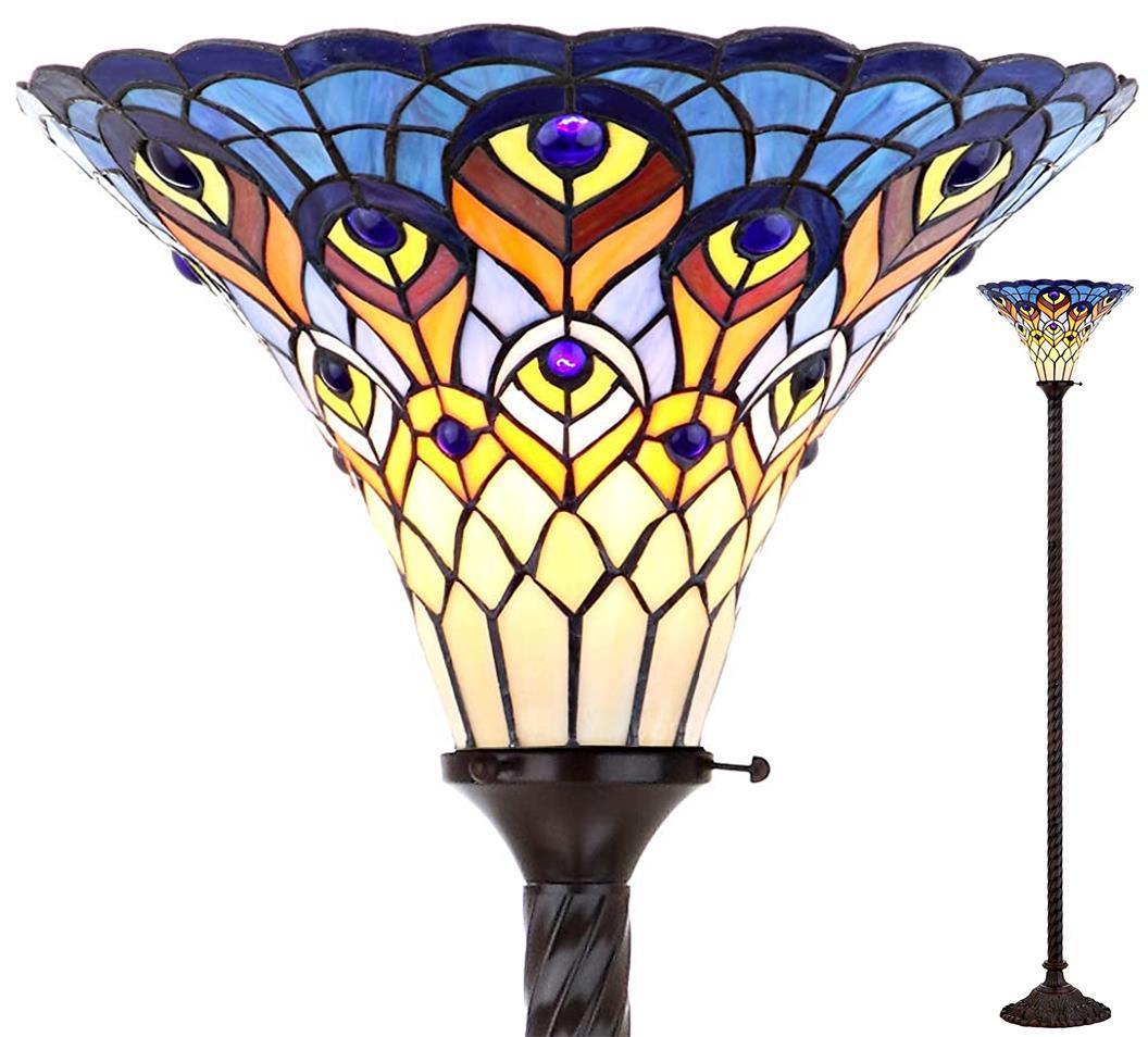 Tiffany Torchiere Floor Lamp w/Peacock  - LAMP or SHADE ONLY