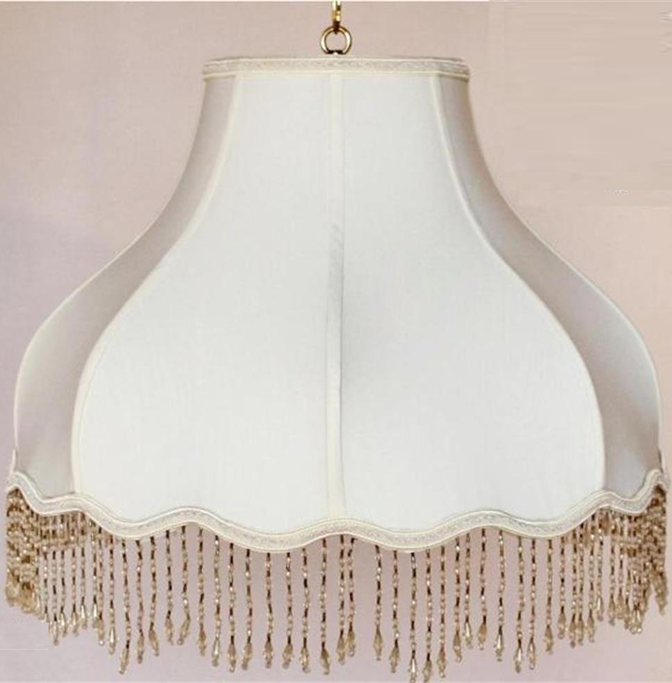 Champagne Beaded Umbrella Bell Silk Victorian Lamp Shade | Lamp Shade Pro