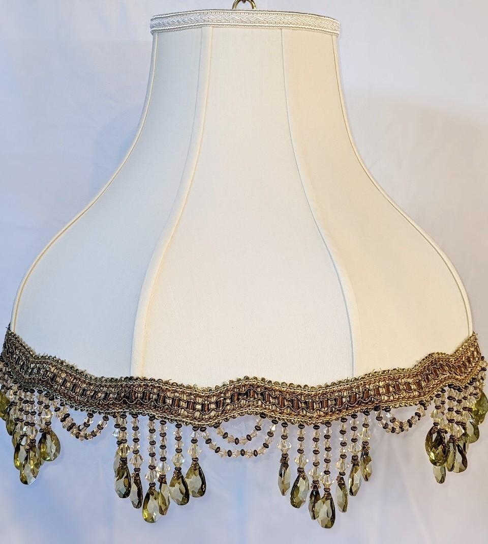Victorian Silk Lamp Shade with Beads-16-20"W