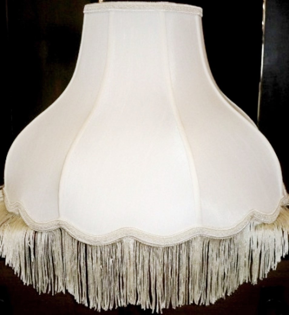 Umbrella Bell Victorian Silk Lamp Shade Matching Fringe 16-20"W