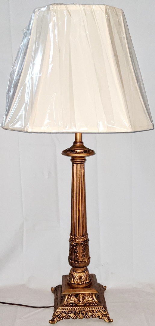 Vintage Ornate Gold Lamp 32"H - SOLD