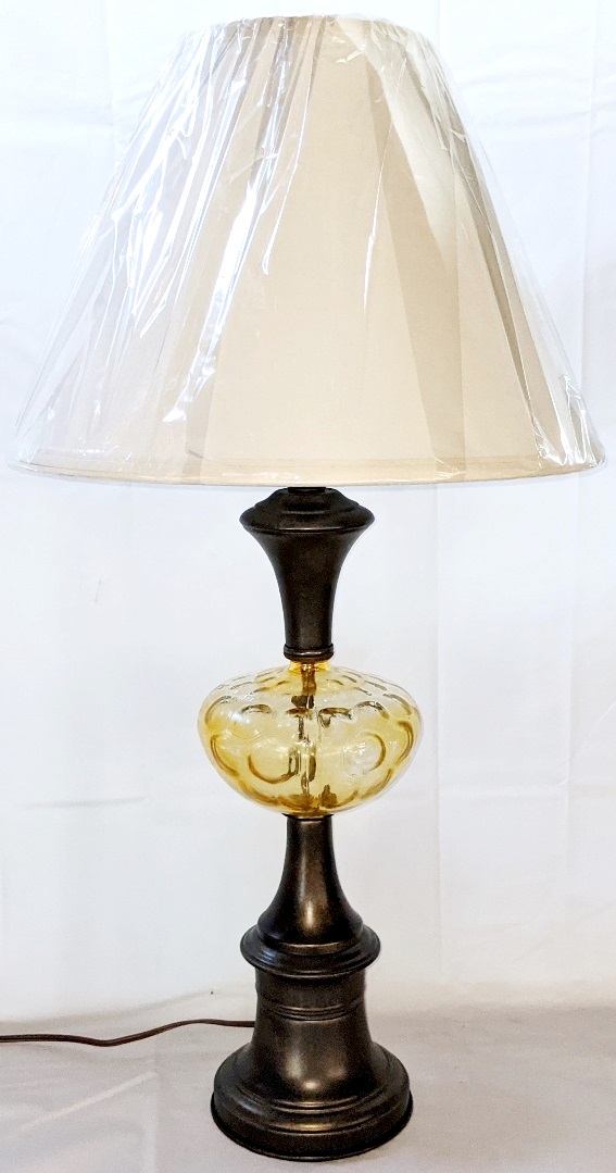 Hollywood Regency Lamp w/Amber Glass 28"H - Sale !