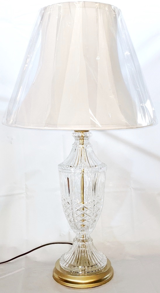 Vintage Crystal Lamp w/Brass Base 27"H - SOLD