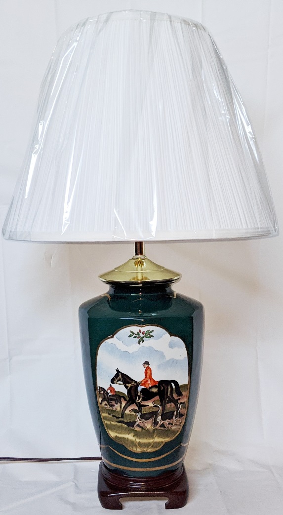 Vintage Fox Hunt Lamp 28"H SOLD