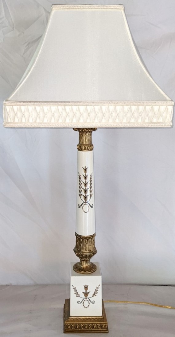 Classic Vintage Ivory & Gold Lamp 31"H - Sale !