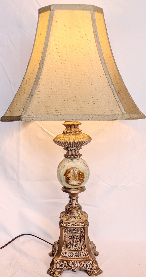 Aged Gold Iron & Onyx Lamp 26"H - Sale !