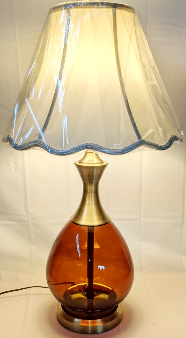 Vintage Amber Glass Hollywood Regency Lamp 29"H - SOLD