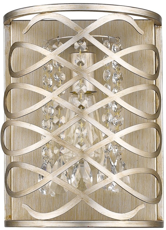 Brax Washed Gold Crystal Wall Sconce Light 9"Wx12"H