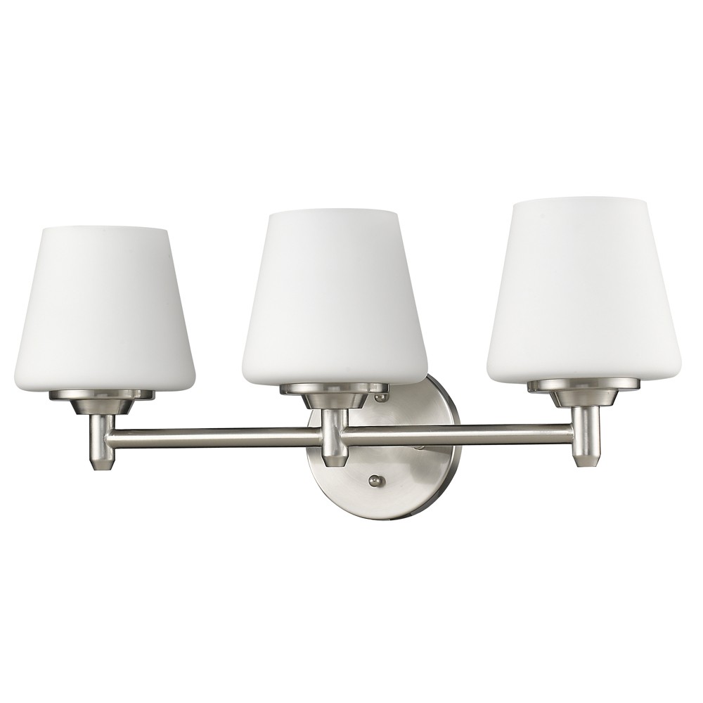 Paige Satin Nickel Glass Shade Wall Light 22"Wx9"H