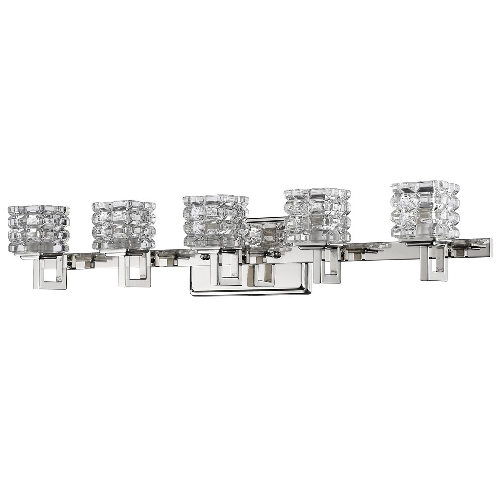 Caralie Polished Nickel Crystal Wall Light 30"Wx6"H