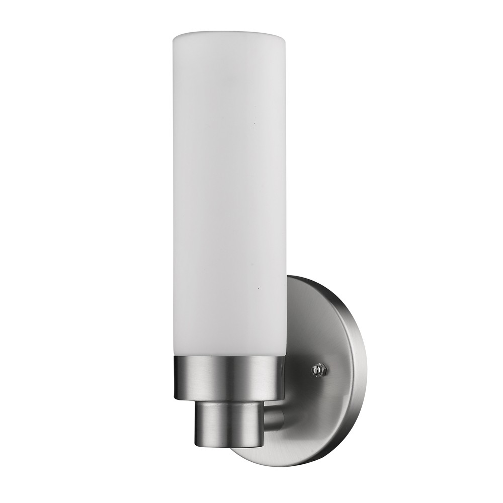 Valmont Satin Nickel Drum Glass Wall Sconce 5"Wx10"H