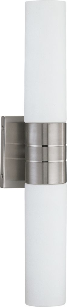 Link Brushed Nickel White Glass Sconce Light 4"Wx21"H