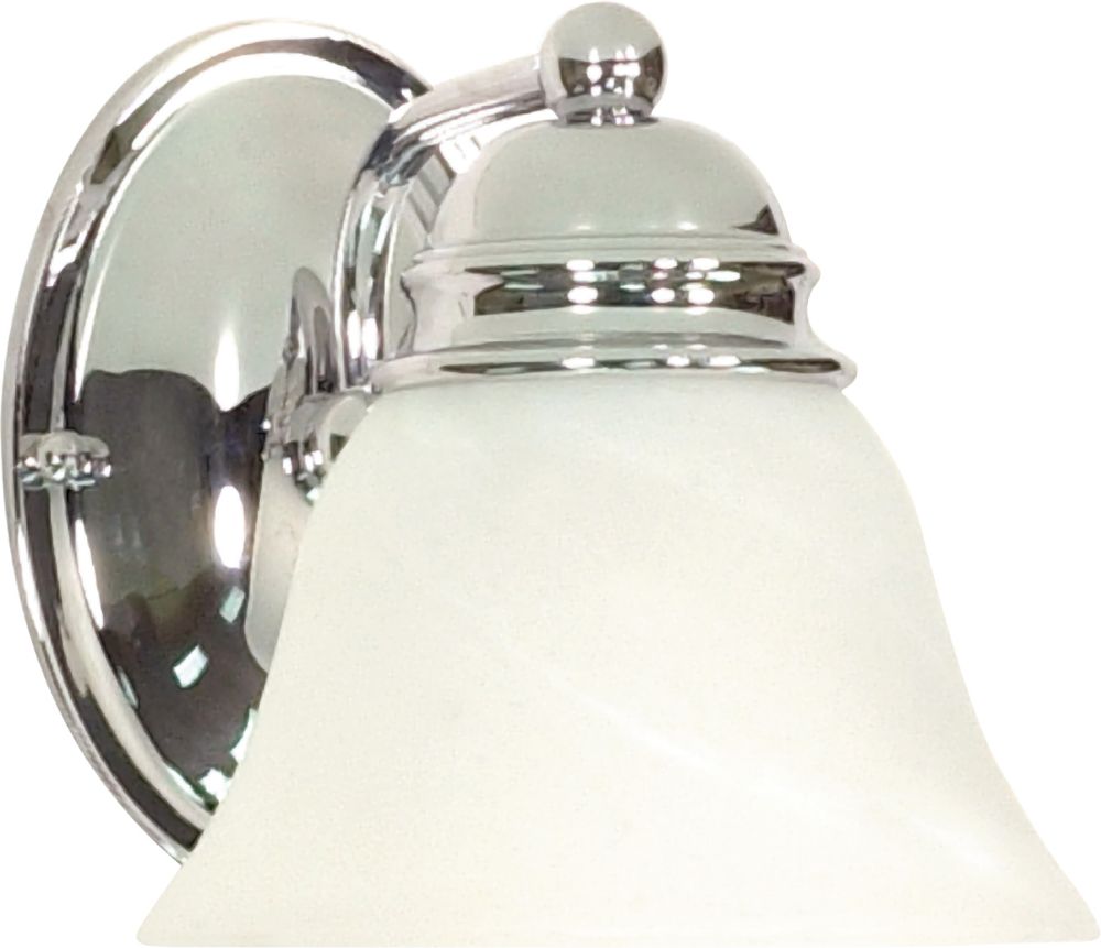 Empire Polished Chrome Sconce Light Alabaster Glass 6"Wx6"H