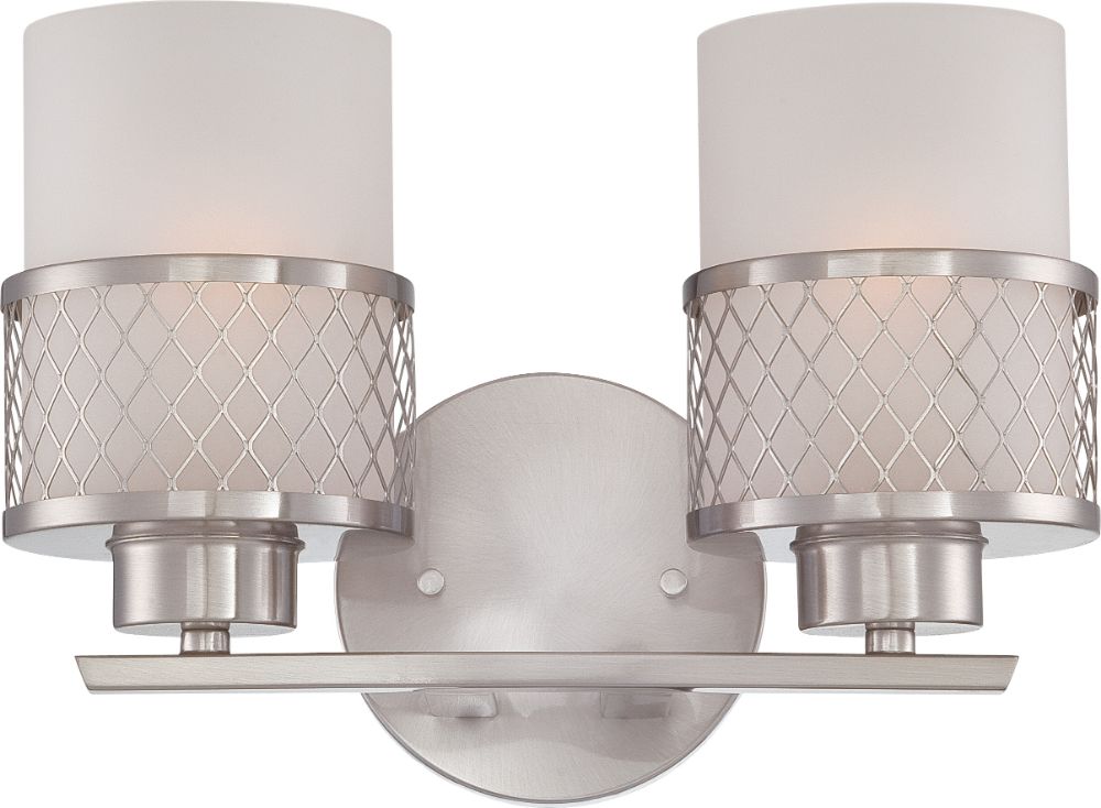 Fusion Brushed Nickel Drum Shade Wall Light 12"Wx8"H