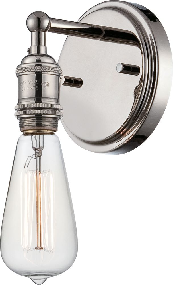 Vintage Nickel Vintage Bulb Sconce Light 5"Wx9"H