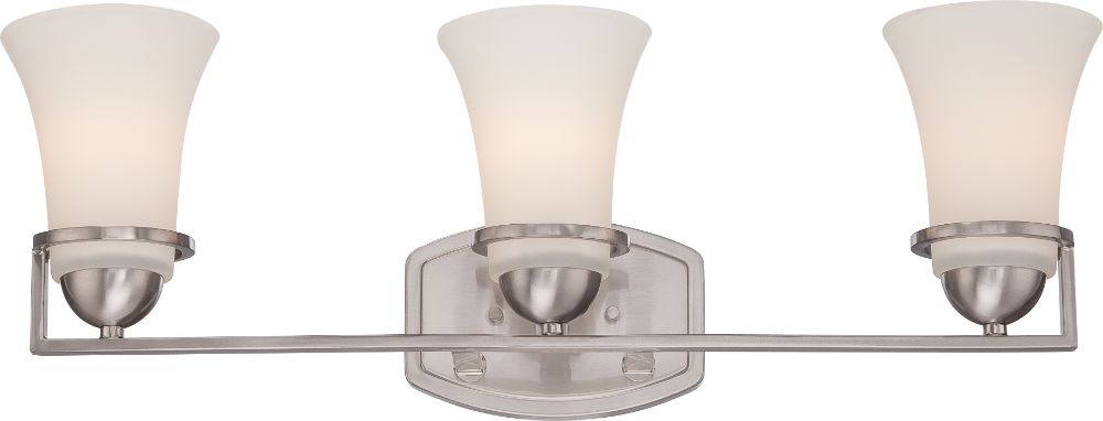 Neval Brushed Nickel White Glass Wall Light 25"Wx9"H