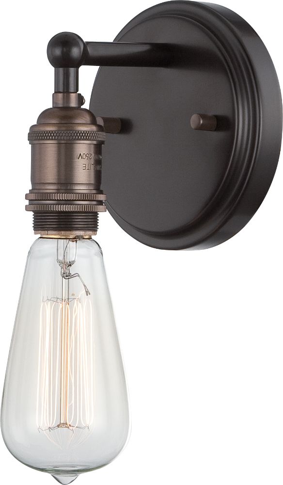 Vintage Bronze Vintage Bulb Sconce Light 5"Wx9"H