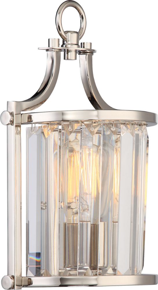 Krys Polished Nickel Crystal Wall Sconce Light Vintage Bulb 8"Wx13"H