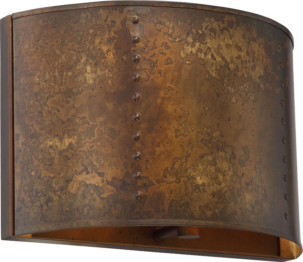 Kettle Weathered Brass Wall Sconce Light 12"Wx8"H