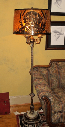 6 Way Floor Lamp Mica Shade 62"H SOLD