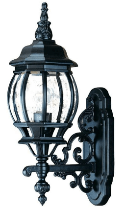 Black Outdoor Wall Lantern Clear Seeded Glass 6"W x 20.5"H
