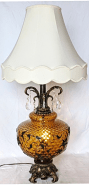 Amber Glass Hollywood Regency Lamp 36"H