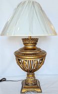 Large Antique Gold Vintage Lamp 32"H - Sale !