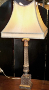 Antique Crystal Lamp Silk Shade 29" SOLD