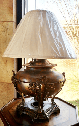Antique Oil Lamp Converted To Electric 18"H SOLD