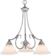 Fulton Rubbed Silver Down Light Chandelier White Glass 21"Wx23"H