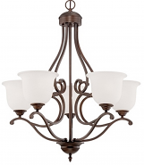 Courtney Lakes Bronze Chandelier White Glass 27"Wx30"H