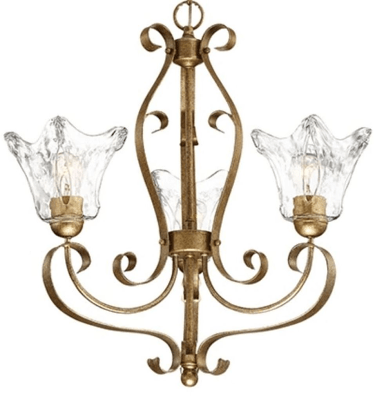 Chatsworth Vintage Gold Chandelier Clear Glass 23"Wx25"H